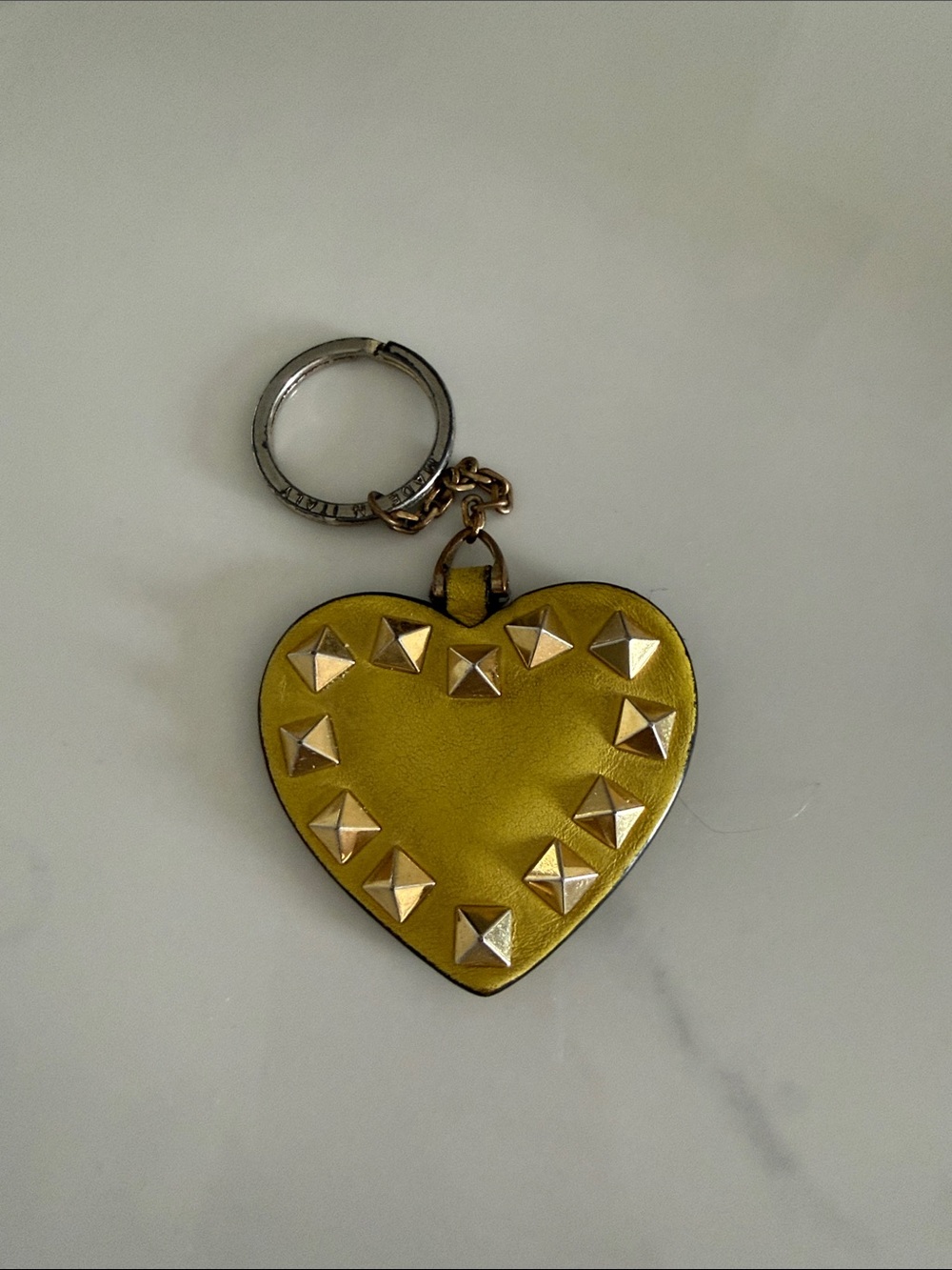 Valentino Authentic Heart Stud Keychain in Yellow